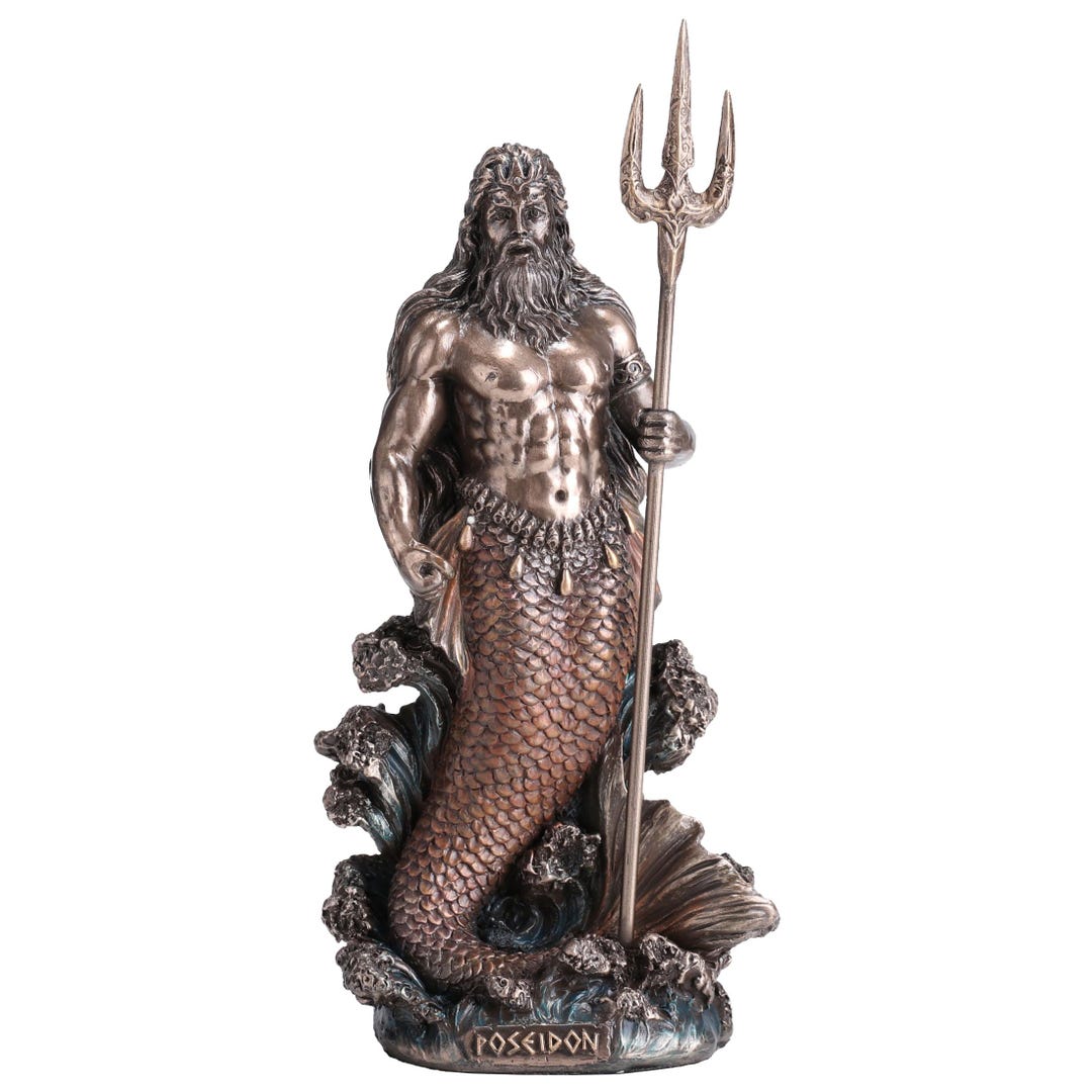 Poseidon Statue – Greek God of the Sea Figurine – Bronze Finish ...