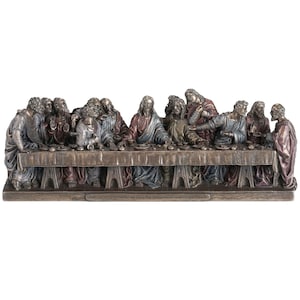 The Last Supper Statue 23cm – Bronze Finish Christian Art, Leonardo da Vinci Table Scene Figurine