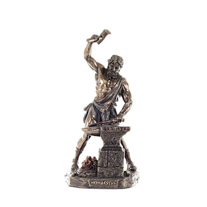 Hephaistos griechischer Gott der Feuerstatue - 22x11,6 cm Kaltgussbronze mit Schmiededekor