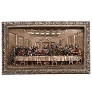 The Last Supper Wall Plaque – 27.8x16.8cm Cold Cast Bronze Christian Art Relief