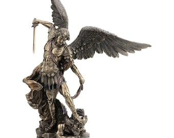 Large Saint St Michael Archangel Defeated Lucifer Statue Sculpture