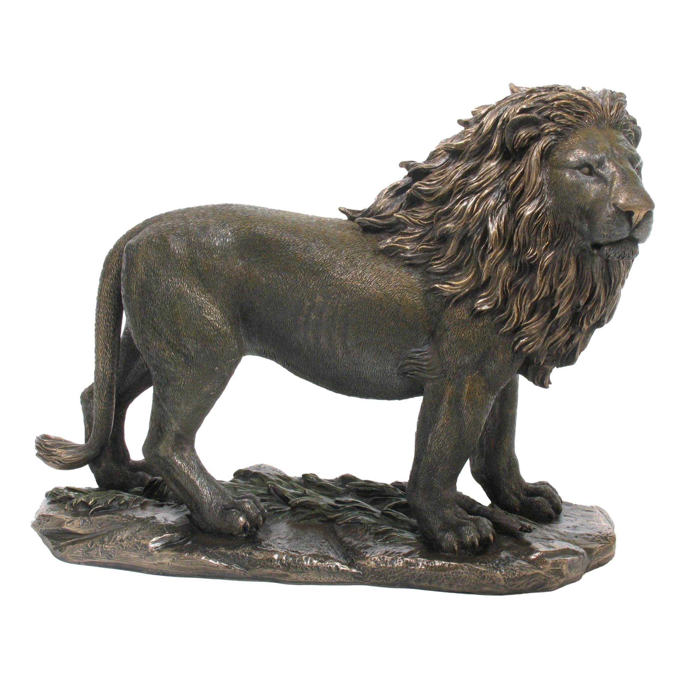A70726 ブロンズ像 ライオン 吠え面 重さ4.4kg 幅39×高さ19 青