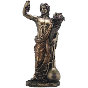 Dionysus Greek God of Wine Statue – 34cm Cold Cast Bronze Pagan Bacchus Decor