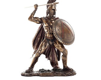 レオニダス スパルタ戦士像 – 52 x 38 cm コールドキャストブロンズ ギリシャ英雄装飾