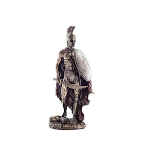 Leonidas Spartan Statue with Sword – 27x12cm Cold Cast Bronze Greek Warrior Decor