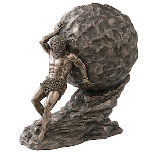 Estátua de Sísifo 38 x 36 cm – Estatueta do Deus da Punição da Mitologia Grega em Bronze Fundido a Frio