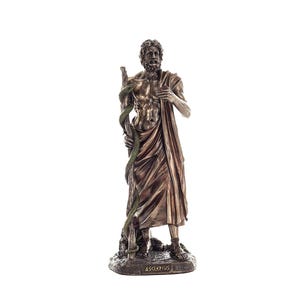 Asclepius God of Medicine Statue – Cold Cast Bronze Greek Healing Figurine, 29cm Medical Decor Gift