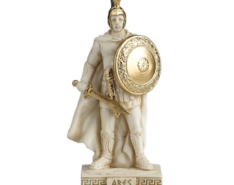 Ares Mini Greek God Statue: White & Gold War Deity Figurine