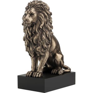 Majestic Lion Statue in Bronze | 22.5cm Regal Animal Figurine | Cold Cast Bronze Home Decor