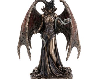 Standbeeld van Lilith: koudgegoten bronzen donkere godin - occult gotisch decor