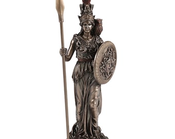 Estatua de Atenea: Figura de diosa griega de bronce fundido en frío (16,5 cm)