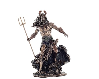 Poseidon God of the Sea Statue – 30cm Cold Cast Bronze Mythical Ocean Deity Figurine