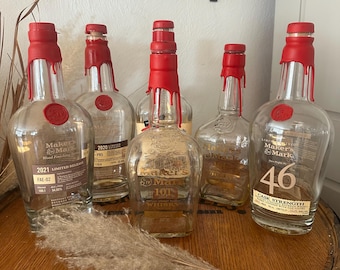 Makers Mark empty Bourbon bottles