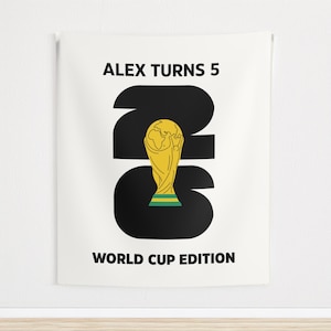 Custom World Cup Birthday Party Banner, Soccer Personalized Tapestry Welcome Sign, Football Wall Photo Decor A