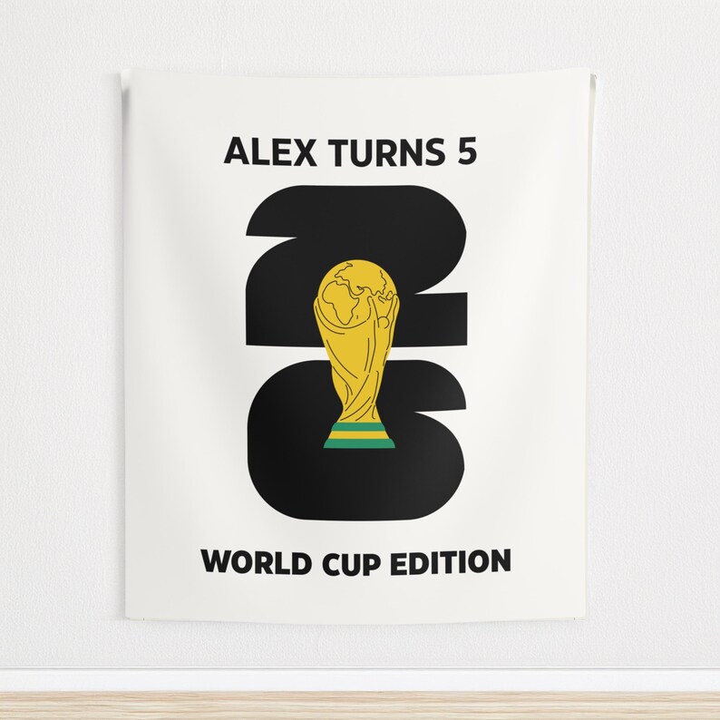 Custom World Cup Birthday Party Banner, Soccer Personalized Tapestry Welcome Sign, Football Wall Photo Decor A