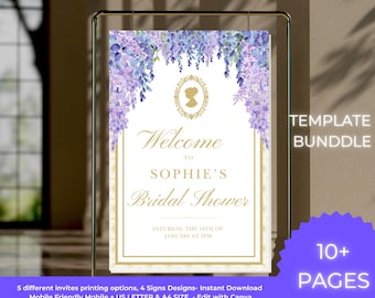 Bridgerton Brautdusche Willkommensschild Vorlage, Bridgerton-Themed Party Brautdusche Zeichen, Brautparty druckbare Dekoration, Canva Design