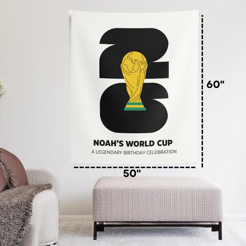 Custom World Cup Birthday Party Banner, Soccer Personalized Tapestry Welcome Sign, Football Wall Photo Decor image 9