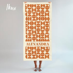 Personalized Retro Beach Towel with Name, Custom Birthday & Vacation Gift for Girls, Kids, Bachelorette, Multi Style Summer Beach Accessory