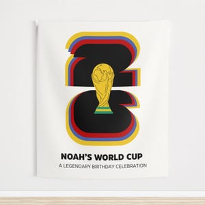 Custom World Cup Birthday Party Banner, Soccer Personalized Tapestry Welcome Sign, Football Wall Photo Decor image 11