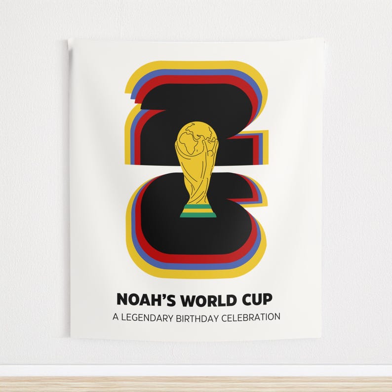 Custom World Cup Birthday Party Banner, Soccer Personalized Tapestry Welcome Sign, Football Wall Photo Decor image 11