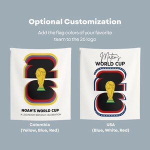 Custom World Cup Birthday Party Banner, Soccer Personalized Tapestry Welcome Sign, Football Wall Photo Decor image 5