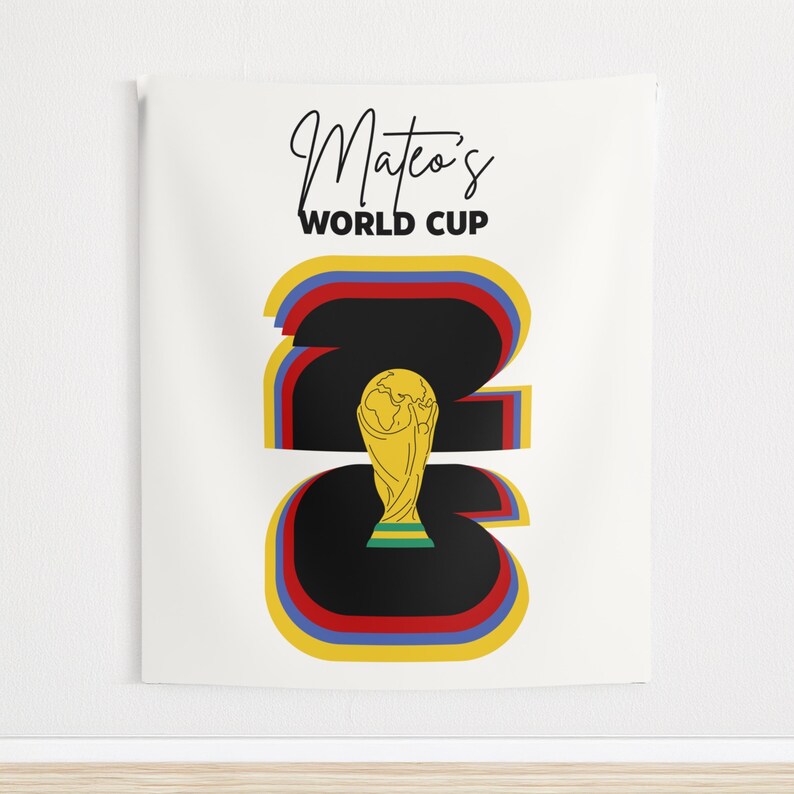 Custom World Cup Birthday Party Banner, Soccer Personalized Tapestry Welcome Sign, Football Wall Photo Decor image 12