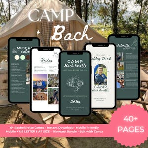 Camp Bachelorette Invitation, Itinerary, and More, Editable Templates, Last Trail Before The Veil Bach Party, Printable, Digital Instant DIY