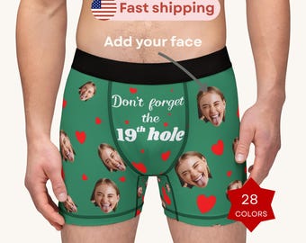 Benutzerdefinierte Golf Face Boxers, personalisierte Unterwäsche für ihn, Foto-Jubiläumsgeschenk, Valentinstagsgeschenk für Ehemann Freund Golfer Vater