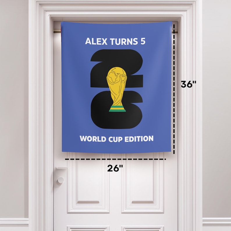 Custom World Cup Birthday Party Banner, Soccer Personalized Tapestry Welcome Sign, Football Wall Photo Decor image 10