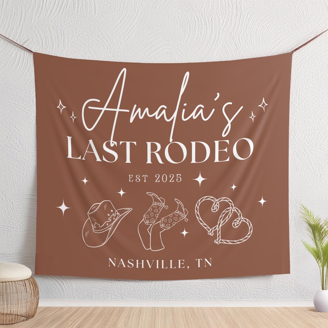 Custom Bride Last Rodeo Bachelorette Party Tapestry, Nashville Taspetry ...