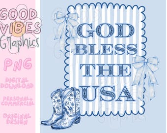 Dios bendiga a Estados Unidos PNG / Diseño de camiseta del 4 de julio (Descarga digital)