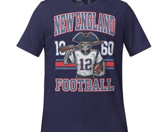 New England Football Fan Geschenk T-Shirt Skeleton Spieler Boston Sports Apparel