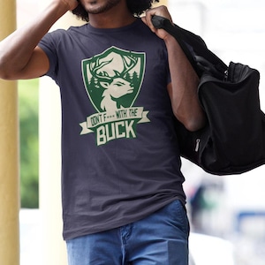 Milwaukee Basketball Crew Neck T-Shirt Vintage Dont F With the Buck Sports Fan Gift Cream City Sports Apparel