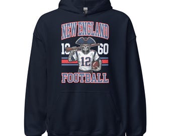 Vintage New England Skelett Fußball Hoodie: Retro BOS Fan Geschenk