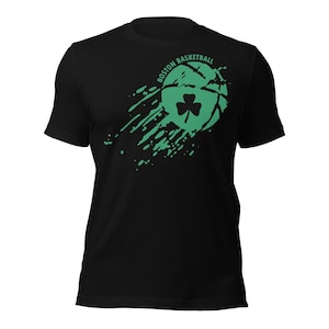 Boston Basketball T-Shirt Crew Neck Green Logo Vintage Boston Sports Fan Gift Sports Apparel