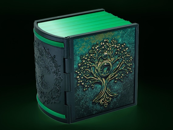 Mox Emerald Tome Deck Box * Green Book of Spells * Commander * MTG * EDH *  Fits 100+ Cards