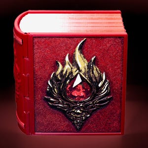 Caja de mazo Mox Ruby Tome * Libro rojo de hechizos * Commander * MTG * EDH * Tiene capacidad para más de 100 cartas