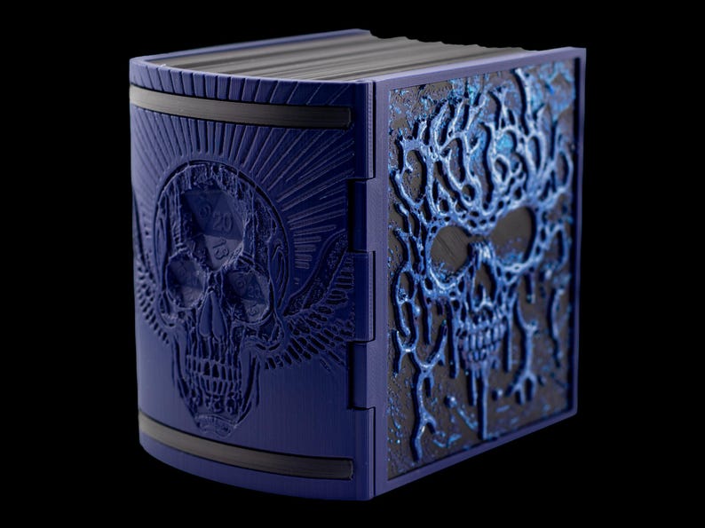 Necronomicon Deck Box * Book of the Dead * Commander * MTG * EDH * Fits 100+ Cards Dim-eerie Blue