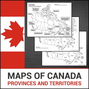 Druckbare Karten von Kanada | Lernen Sie Provinzen & Territorien | Beschriften und Identifizieren | Geographie-Unterricht | Keine Prep Worksheets