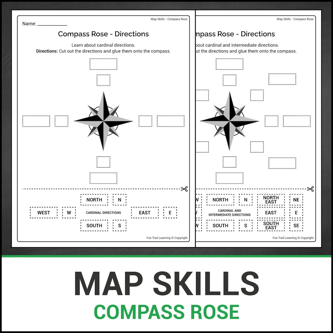Map Skills | Compass Rose | Cardinal and Intermediate Directions | Cut ...