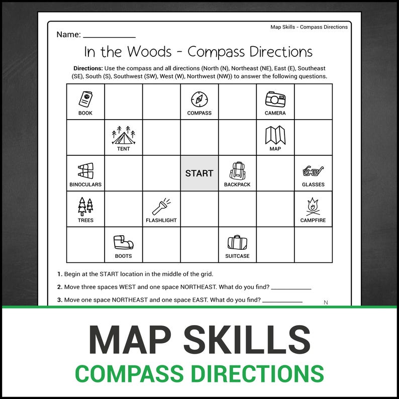 Map Skills | in the Woods | Compass Directions | Fill in the Blank ...