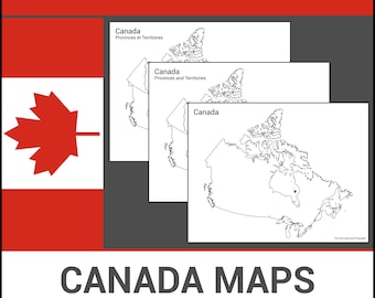 Mapas imprimibles de Canadá / Provincias y territorios / Etiquetar e identificar / Lección de geografía / Hojas de trabajo sin preparación