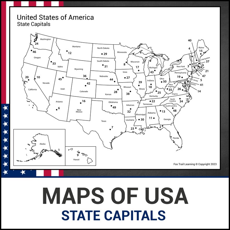 Printable Maps of the USA | Learn State Capitals | Label and Identify ...