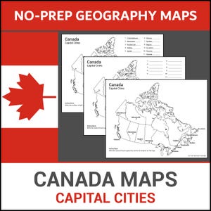Printable Canada Maps | Learn Capital Cities | Label and Identify | Geography Lesson | No Prep Worksheets