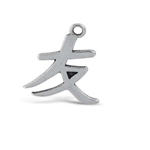 May include: Silver charm featuring the Chinese character for "friend" in a stylized font.