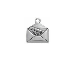 Love Letter Charm Sterling Silver | Envelope Charm I You | Made in USA