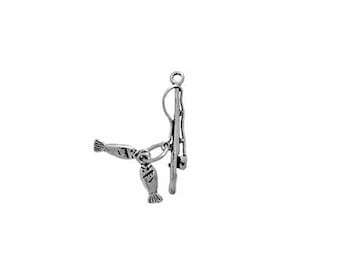 Colgante de caña de pescar de plata de ley / Joyería para pescadores / Hecho en EE. UU.