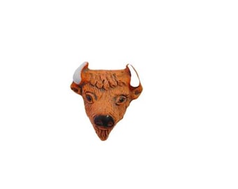 Bison Head Beads Peruvian Ceramic | Buffalo Jewelry | Handmade in Peru