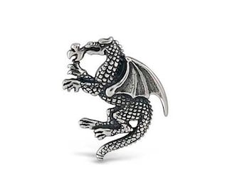 Dragon Charm Sterling Silver | Fire Breathing Fantasy | Winged Pendant