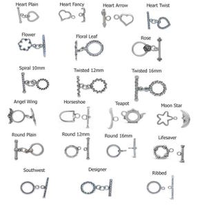 Sterling Silver Toggle Clasp, Necklace or Bracelet Clasps, Choice of Design